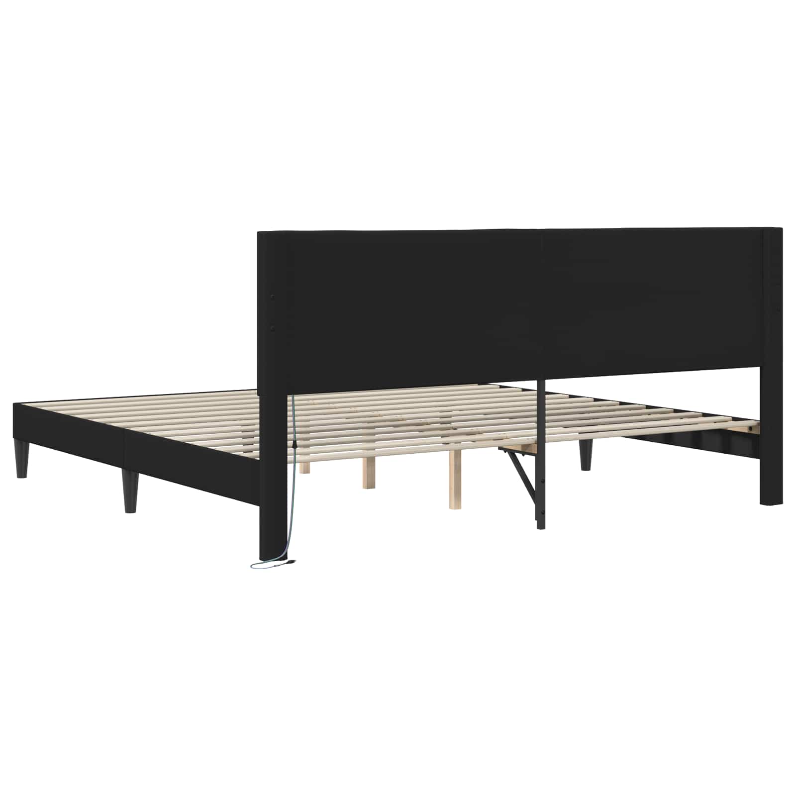 Bedframe met LED-stripverlichting Zwart 200 x 200 cm Kunstleer