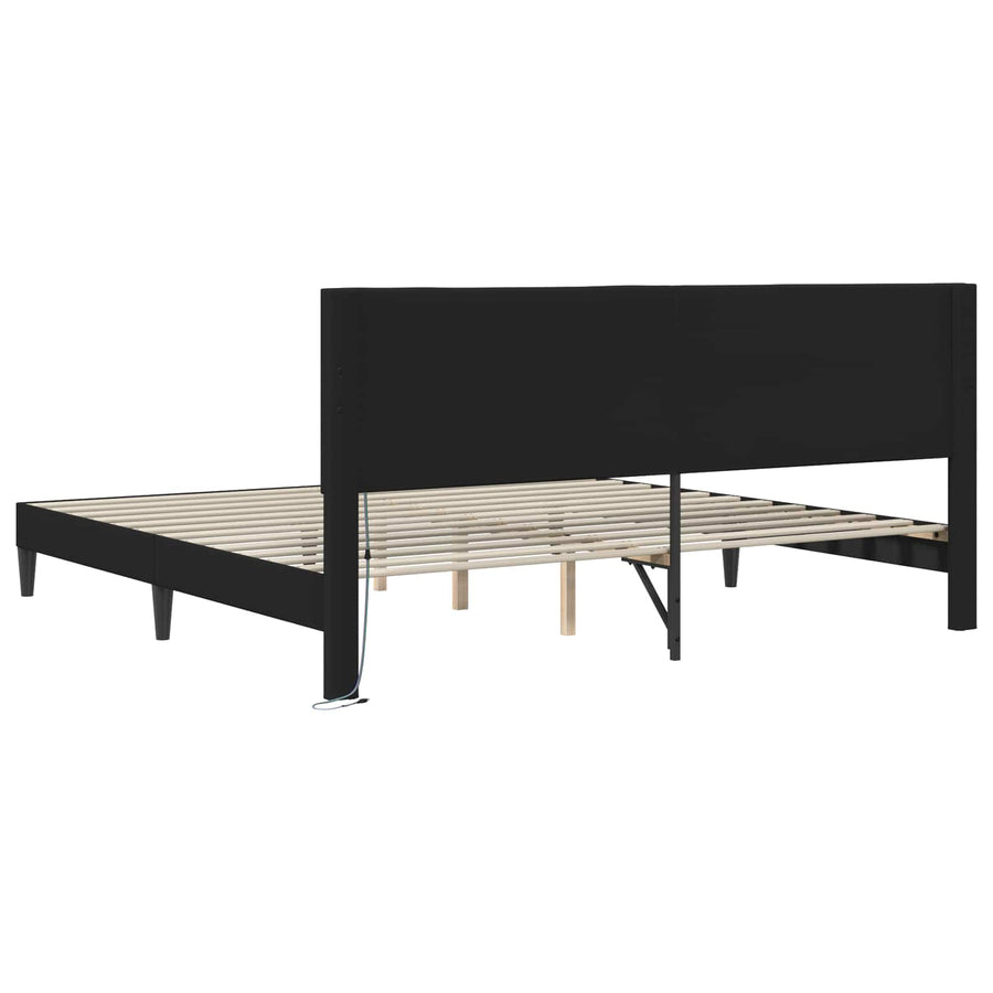 Bedframe met LED-stripverlichting Zwart 200 x 200 cm Kunstleer