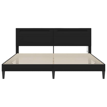 Bedframe met LED-stripverlichting Zwart 200 x 200 cm Kunstleer