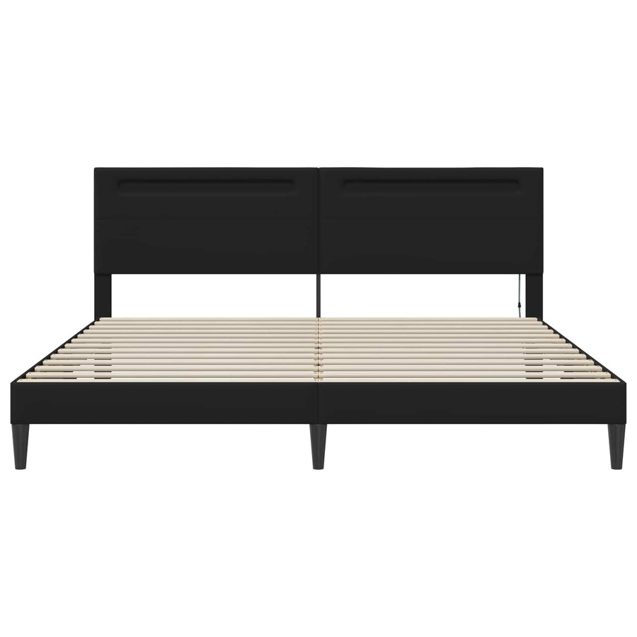 Bedframe met LED-stripverlichting Zwart 200 x 200 cm Kunstleer