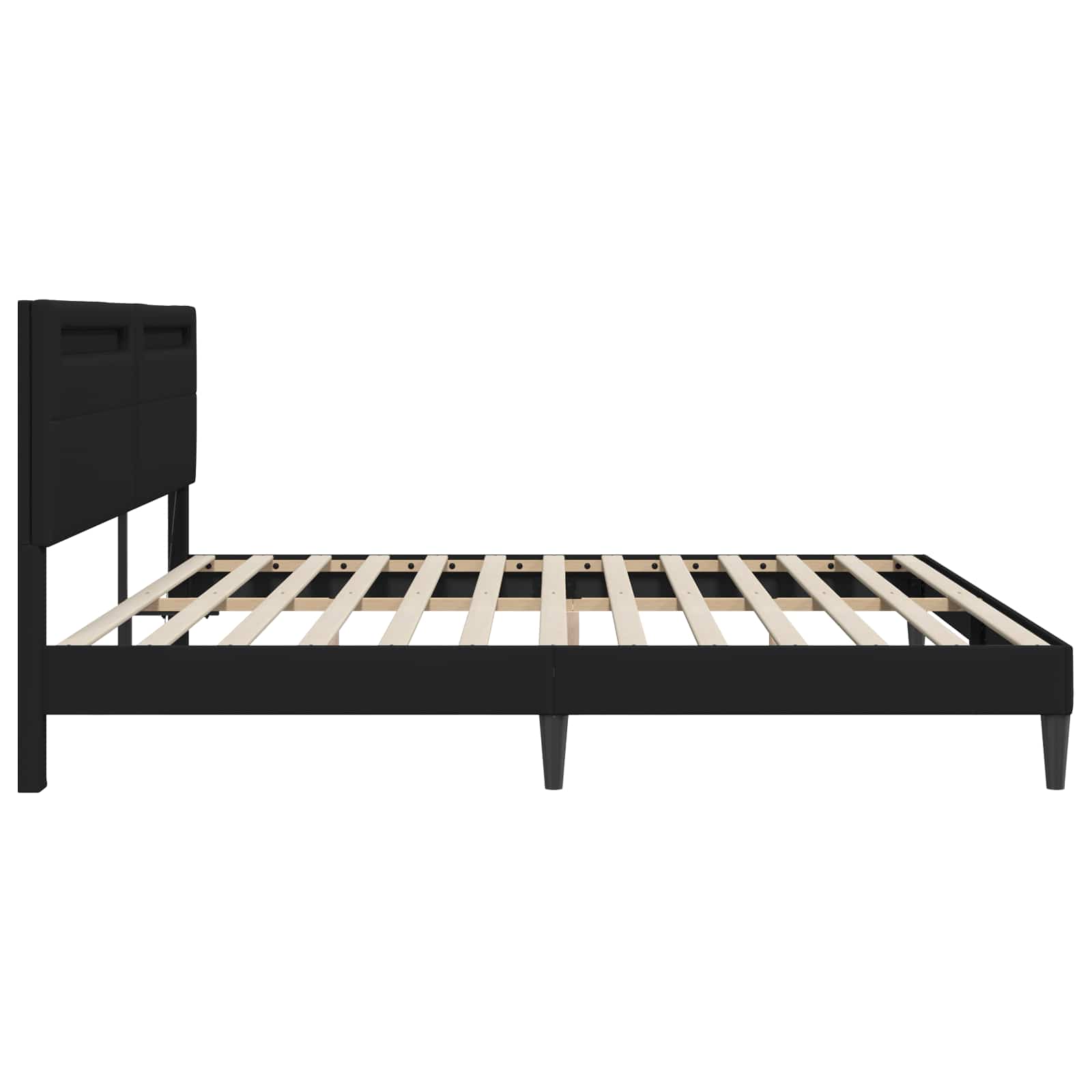 Bedframe met LED-stripverlichting Zwart 200 x 200 cm Kunstleer