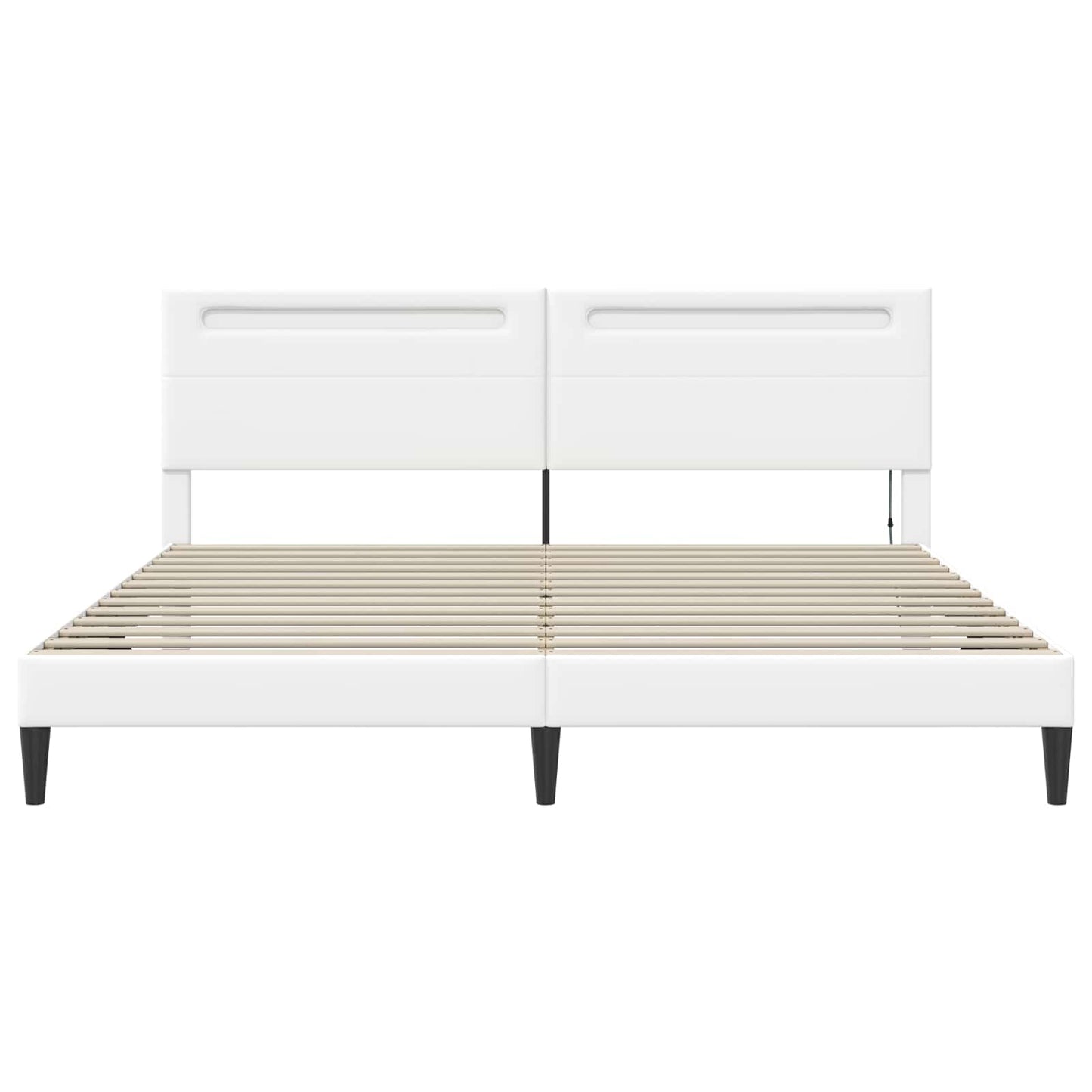 Bedframe met LED-stripverlichting Wit 200 x 200 cm Kunstleer