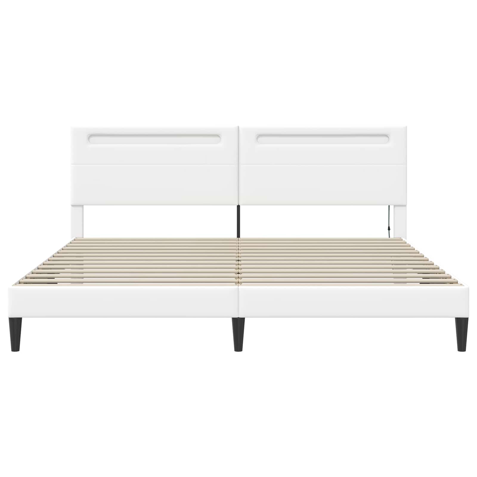 Bedframe met LED-stripverlichting Wit 200 x 200 cm Kunstleer