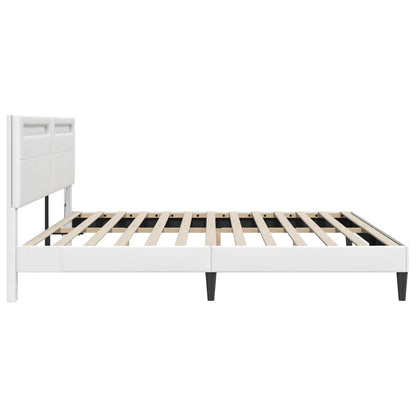 Bedframe met LED-stripverlichting Wit 200 x 200 cm Kunstleer