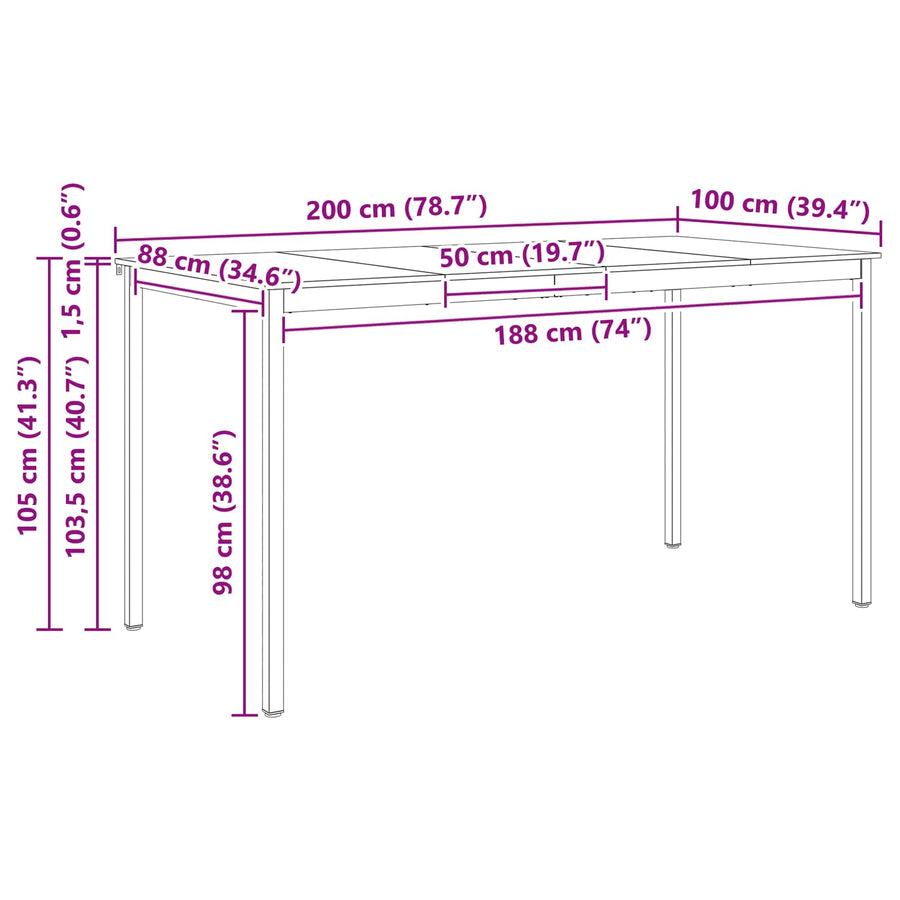 Bartafel Naturel 110 x 55 x 105 cm Massief grenenhout