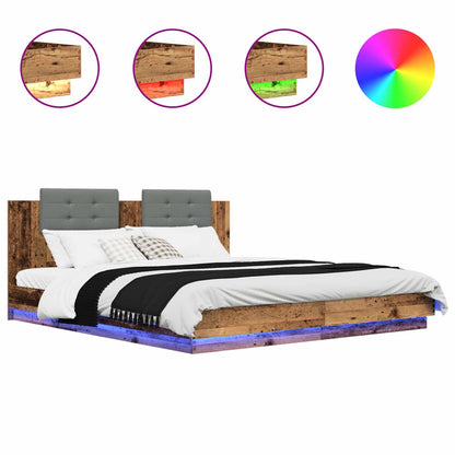 Bedframe met Hoofdeinde Oud Hout 200 x 200 cm Bewerkt hout