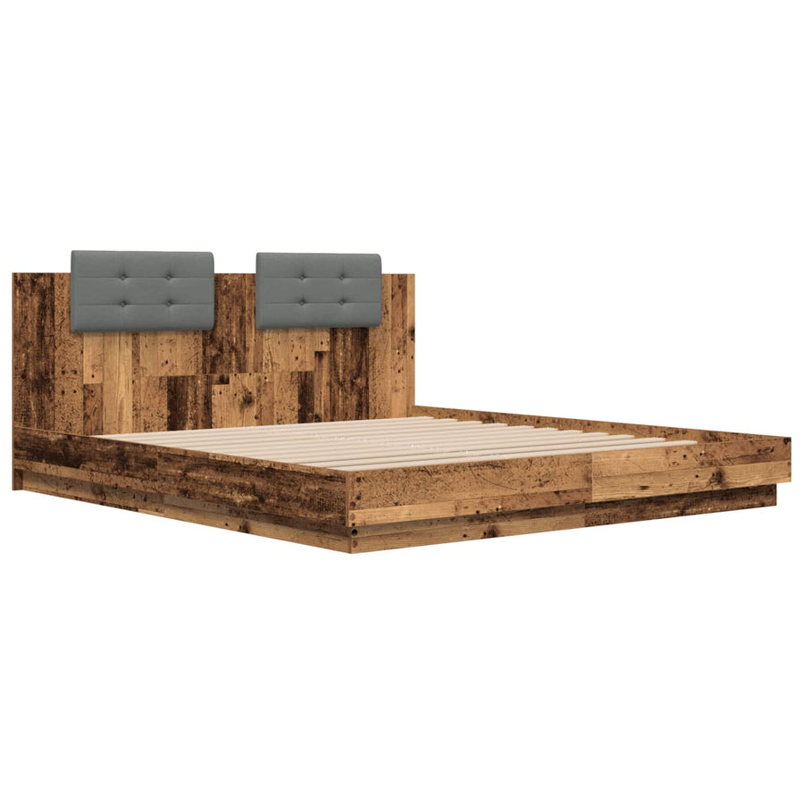 Bedframe met Hoofdeinde Oud Hout 200 x 200 cm Bewerkt hout