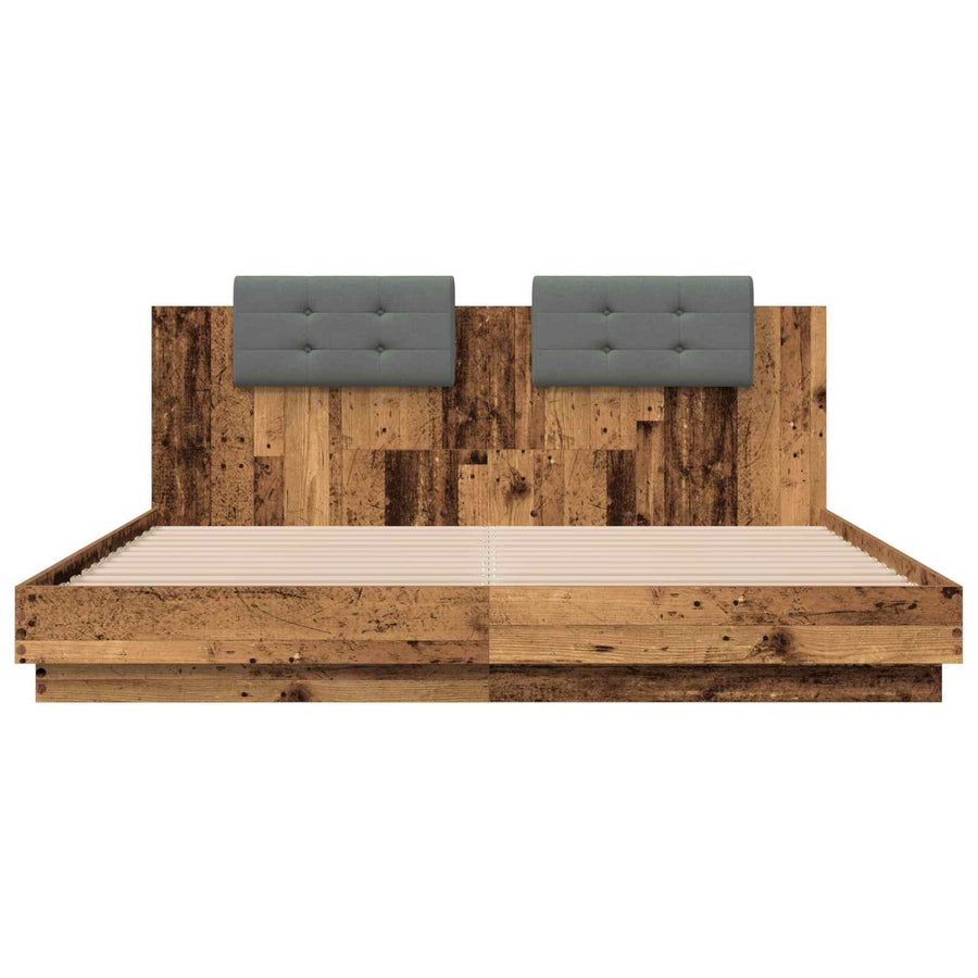 Bedframe met Hoofdeinde Oud Hout 200 x 200 cm Bewerkt hout