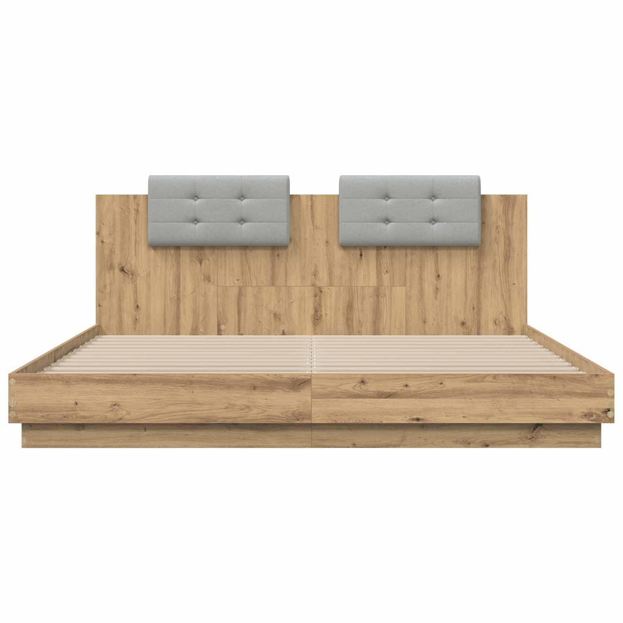 Bedframe met Hoofdeinde Artisan Eiken 200 x 200 cm Bewerkt hout