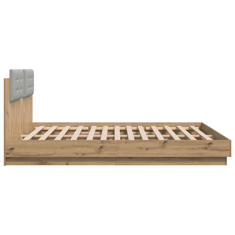 Bedframe met Hoofdeinde Artisan Eiken 200 x 200 cm Bewerkt hout