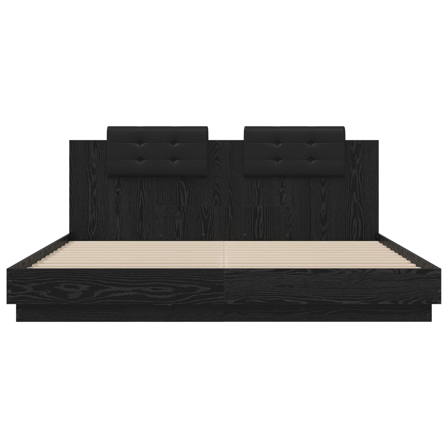 Bedframe met Hoofdeinde Zwart Eiken 200 x 200 cm Bewerkt hout