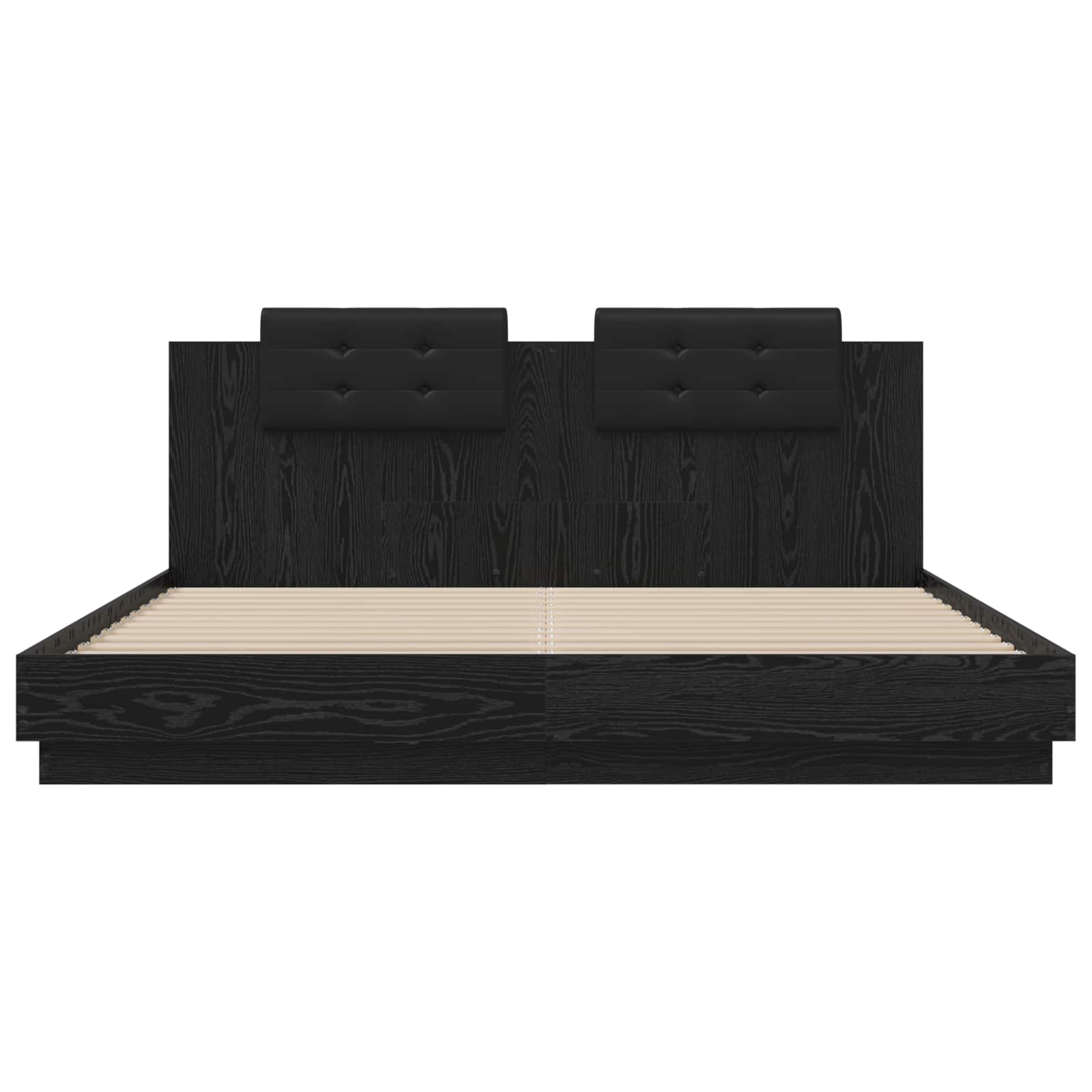 Bedframe met Hoofdeinde Zwart Eiken 200 x 200 cm Bewerkt hout