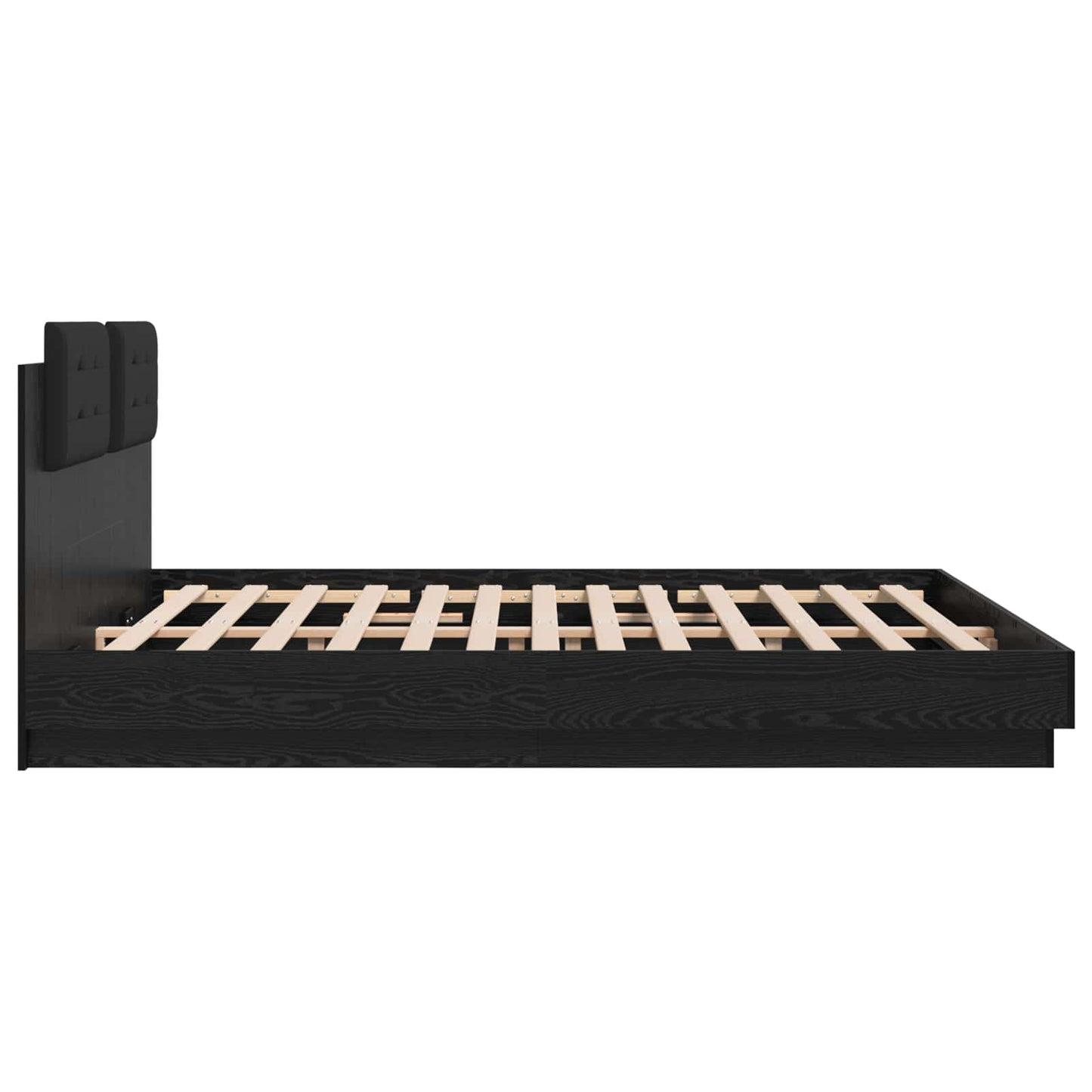 Bedframe met Hoofdeinde Zwart Eiken 200 x 200 cm Bewerkt hout