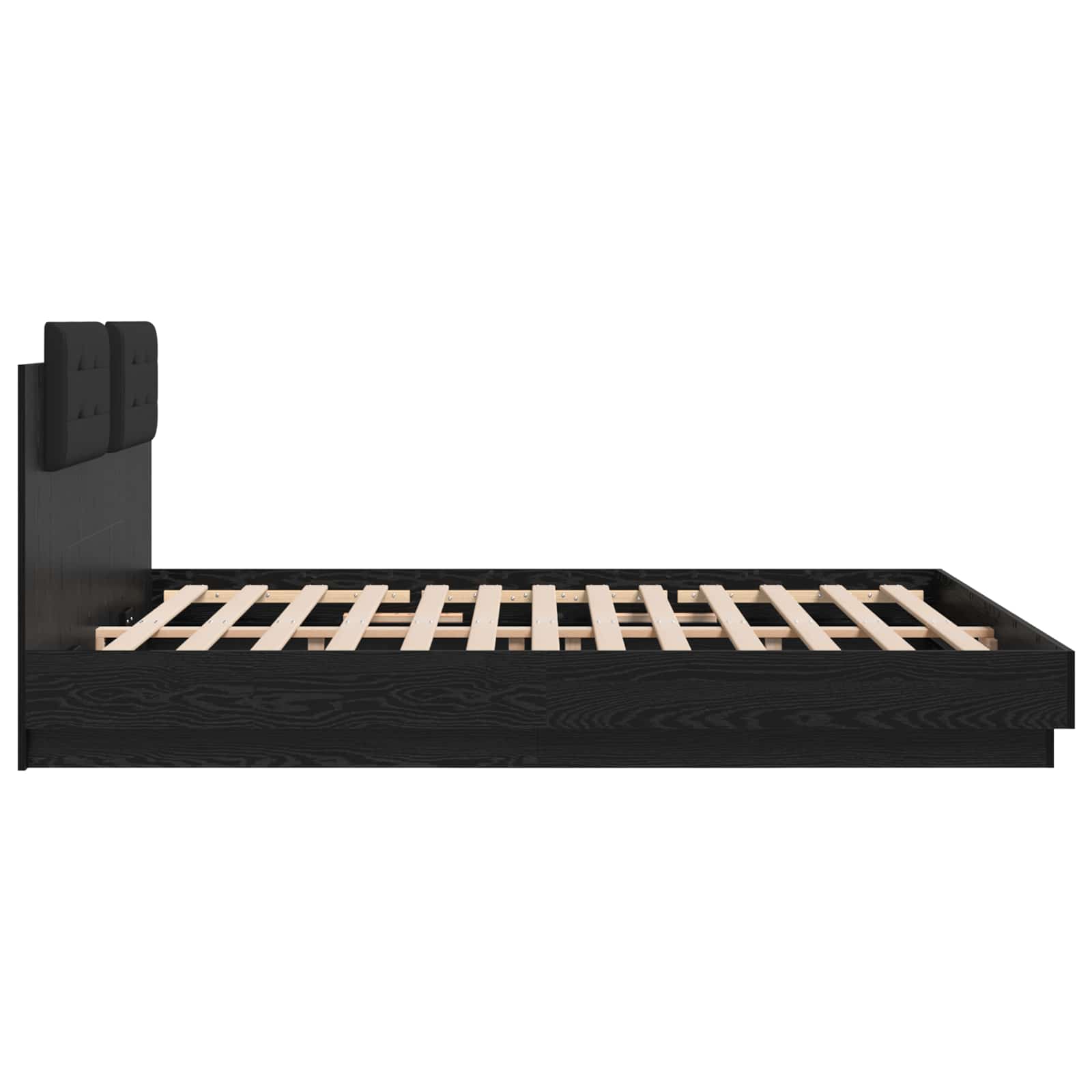 Bedframe met Hoofdeinde Zwart Eiken 200 x 200 cm Bewerkt hout