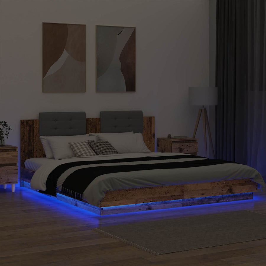 Bedframe met Hoofdeinde Oud Hout 180 x 200 cm Bewerkt hout
