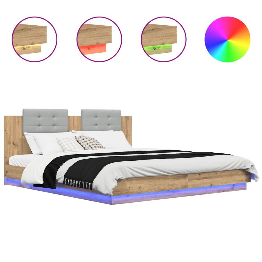 Bedframe met Hoofdeinde Artisan Eiken 180 x 200 cm Bewerkt hout