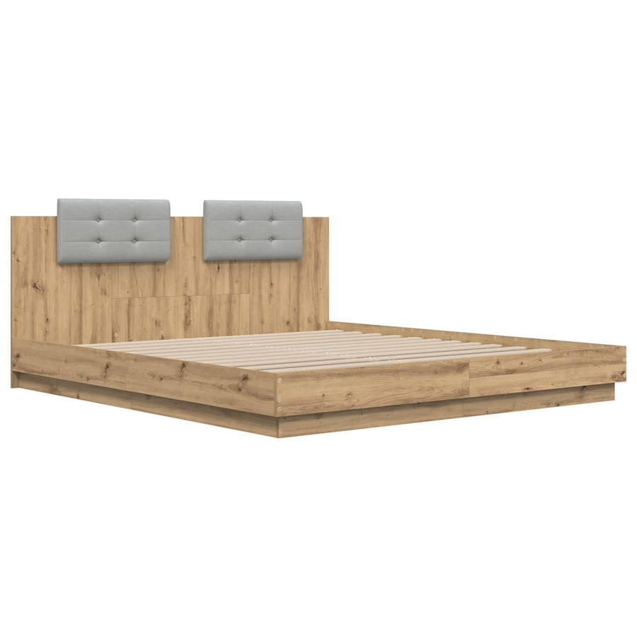 Bedframe met Hoofdeinde Artisan Eiken 180 x 200 cm Bewerkt hout