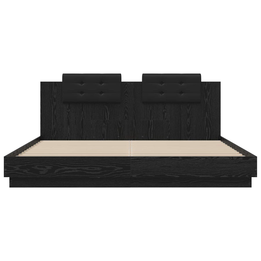 Bedframe met Hoofdeinde Zwart Eiken 180 x 200 cm Bewerkt hout