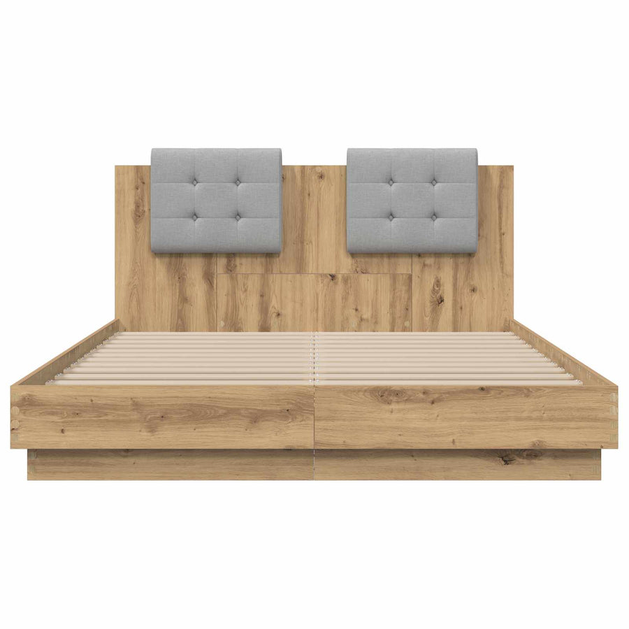 Bedframe met Hoofdeinde Artisan Eiken 160 x 200 cm Bewerkt hout
