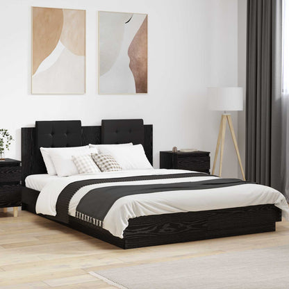 Bedframe met Hoofdeinde Zwart Eiken 160 x 200 cm Bewerkt hout
