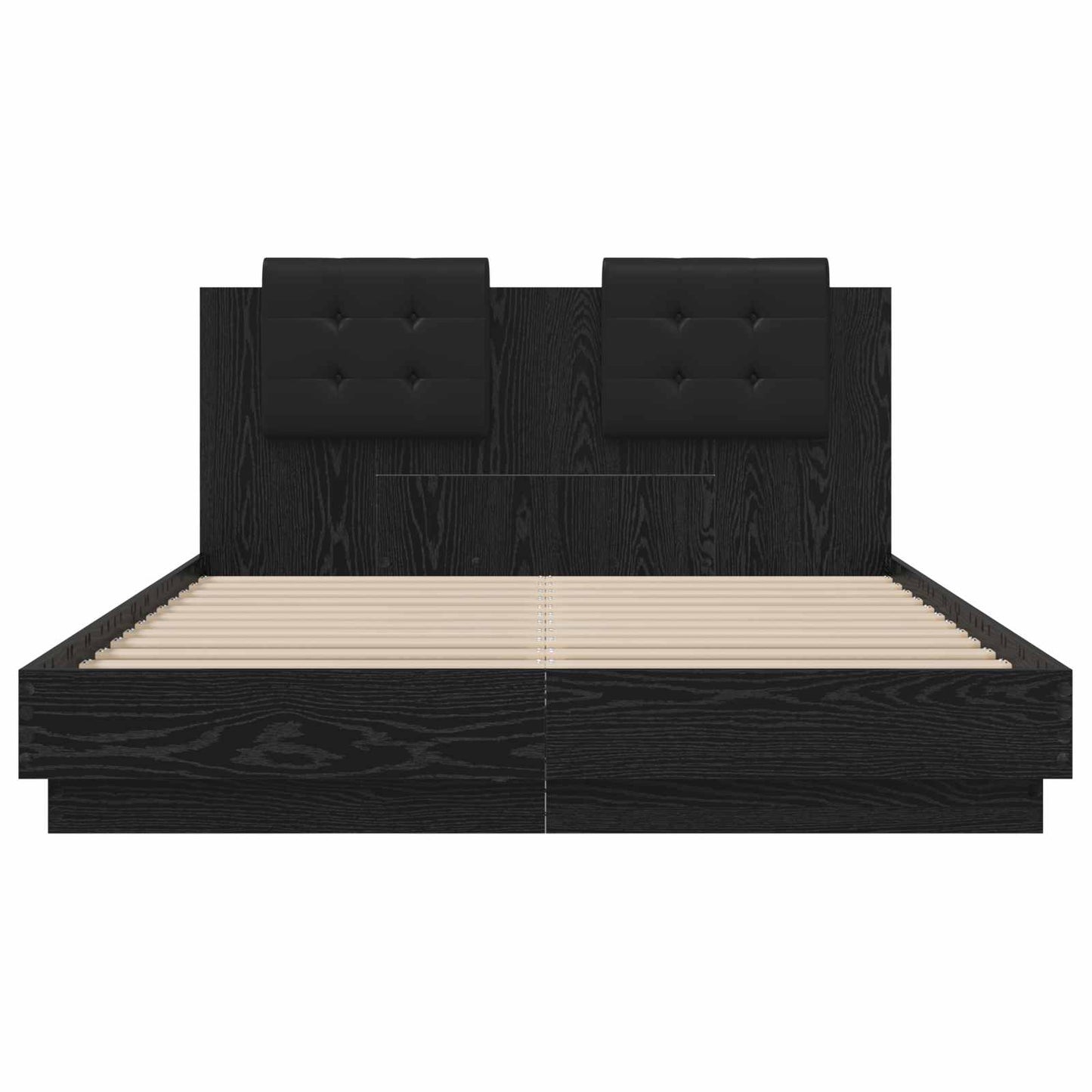 Bedframe met Hoofdeinde Zwart Eiken 160 x 200 cm Bewerkt hout