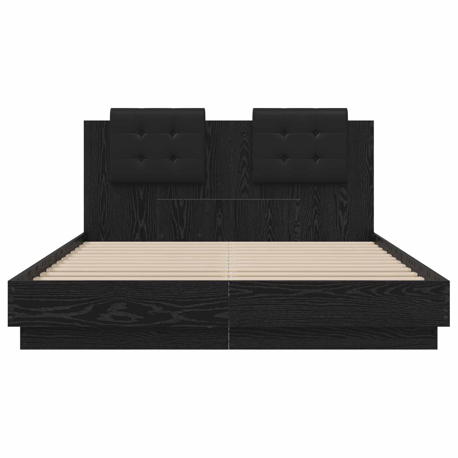 Bedframe met Hoofdeinde Zwart Eiken 160 x 200 cm Bewerkt hout
