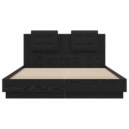 Bedframe met Hoofdeinde Zwart Eiken 160 x 200 cm Bewerkt hout