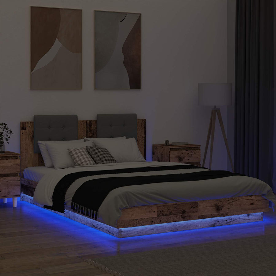 Bedframe met Hoofdeinde Oud Hout 150 x 200 cm Bewerkt hout