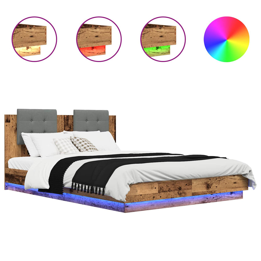 Bedframe met Hoofdeinde Oud Hout 150 x 200 cm Bewerkt hout