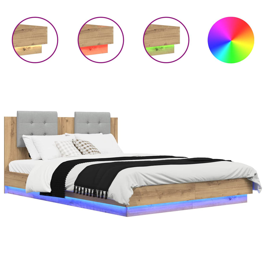 Bedframe met Hoofdeinde Artisan Eiken 150 x 200 cm Bewerkt hout