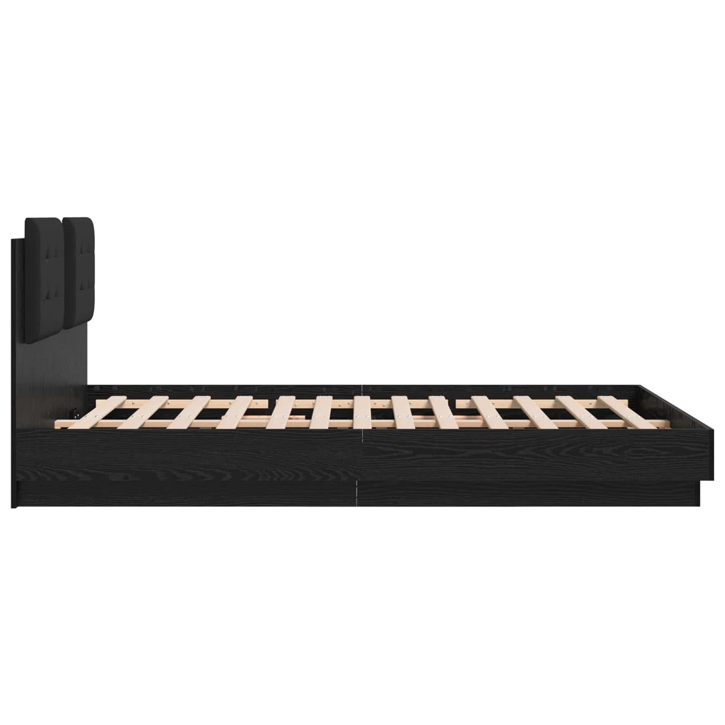 Bedframe met Hoofdeinde Zwart Eiken 150 x 200 cm Bewerkt hout