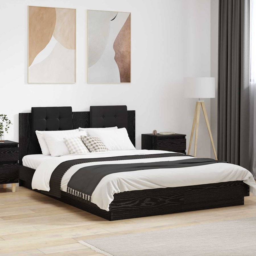 Bedframe met Hoofdeinde Oud Hout 140 x 200 cm Bewerkt hout