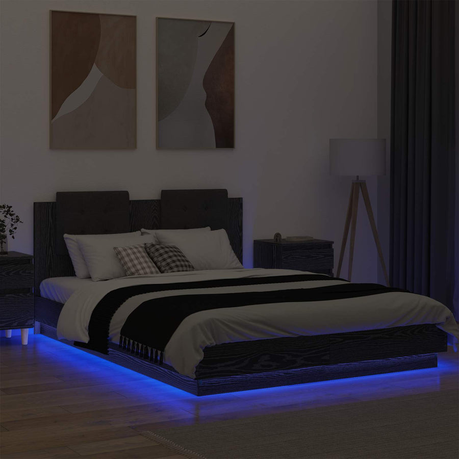 Bedframe met Hoofdeinde Artisan Eiken 140 x 200 cm Bewerkt hout