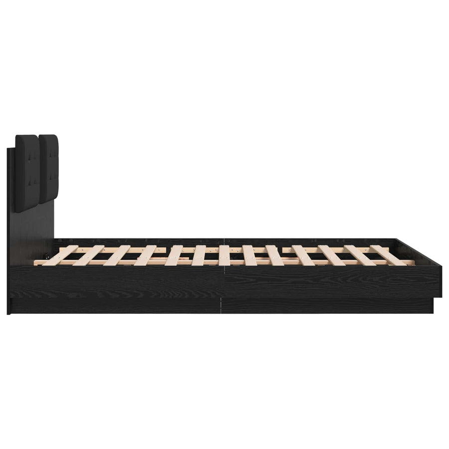 Bedframe met Hoofdeinde Zwart Eiken 140 x 200 cm Bewerkt hout