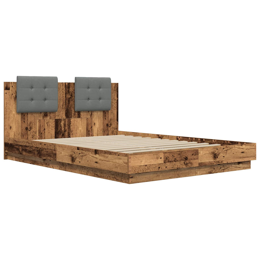 Bedframe met Hoofdeinde Oud Hout 120 x 200 cm Bewerkt hout