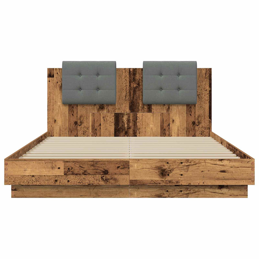 Bedframe met Hoofdeinde Oud Hout 120 x 200 cm Bewerkt hout