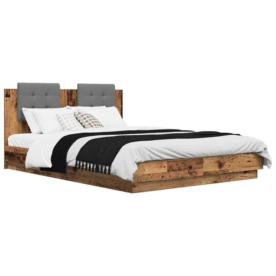 Bedframe met Hoofdeinde Oud Hout 120 x 200 cm Bewerkt hout