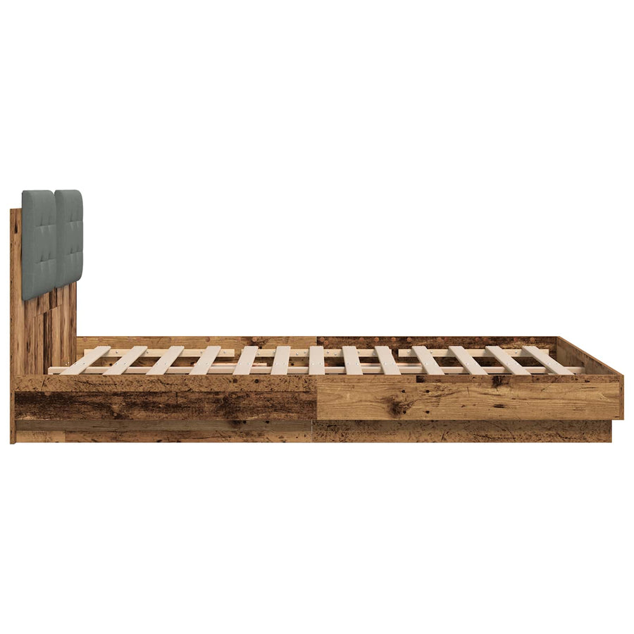 Bedframe met Hoofdeinde Oud Hout 120 x 200 cm Bewerkt hout