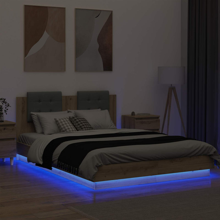 Bedframe met Hoofdeinde Artisan Eiken 120 x 200 cm Bewerkt hout
