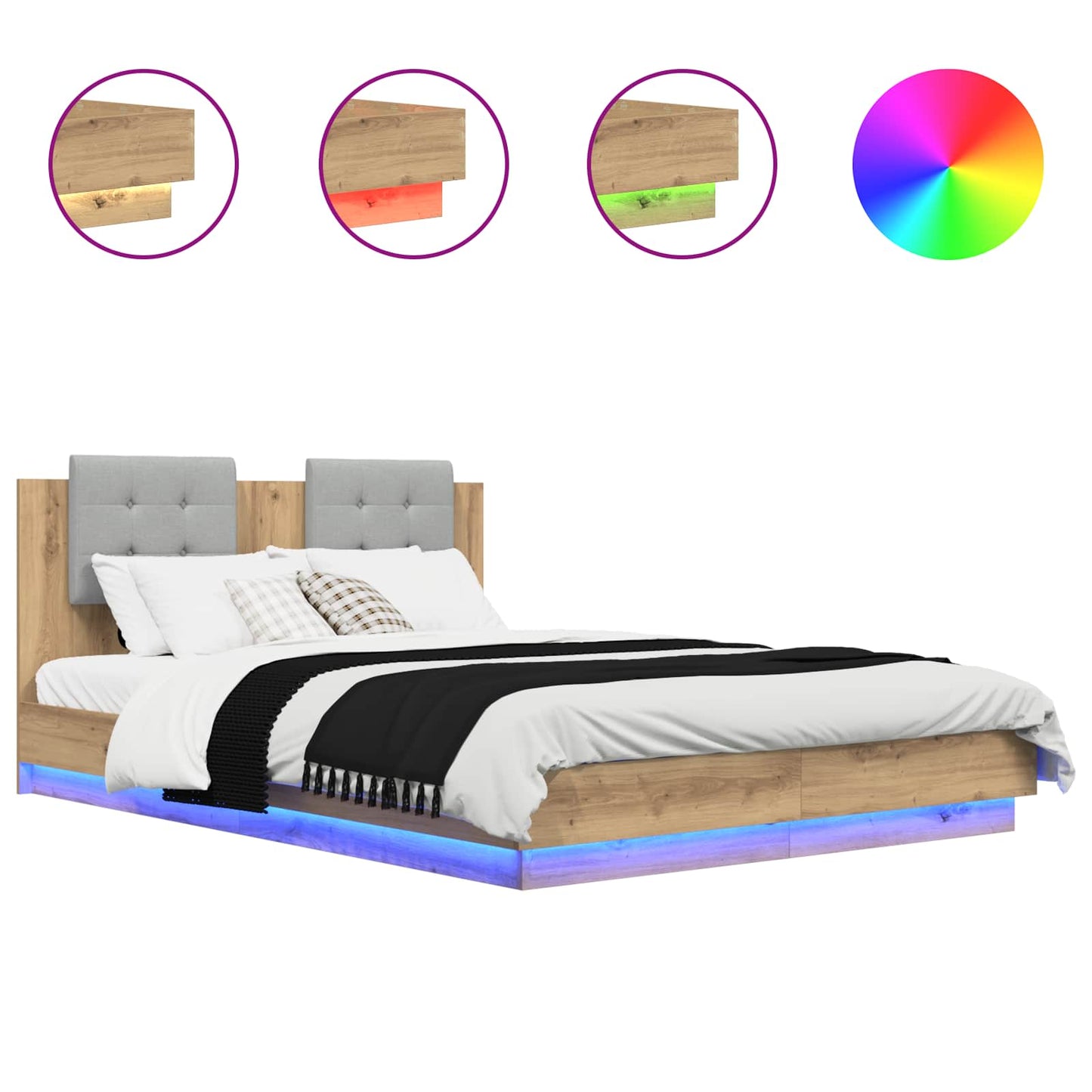 Bedframe met Hoofdeinde Artisan Eiken 120 x 200 cm Bewerkt hout