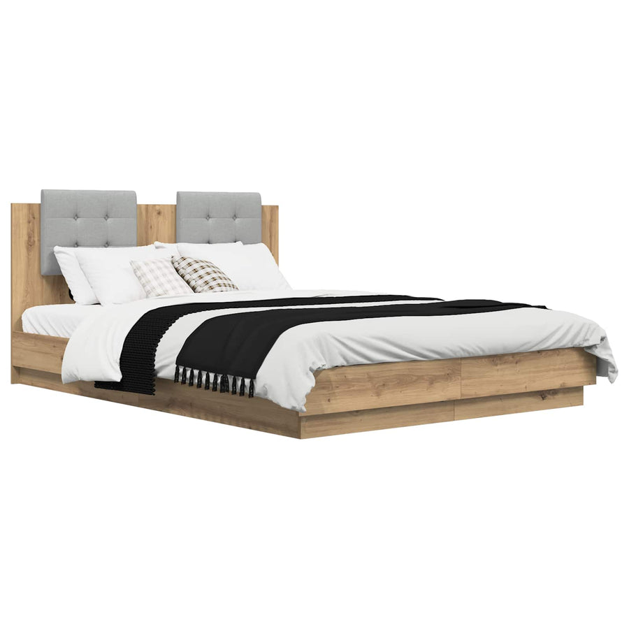 Bedframe met Hoofdeinde Artisan Eiken 120 x 200 cm Bewerkt hout