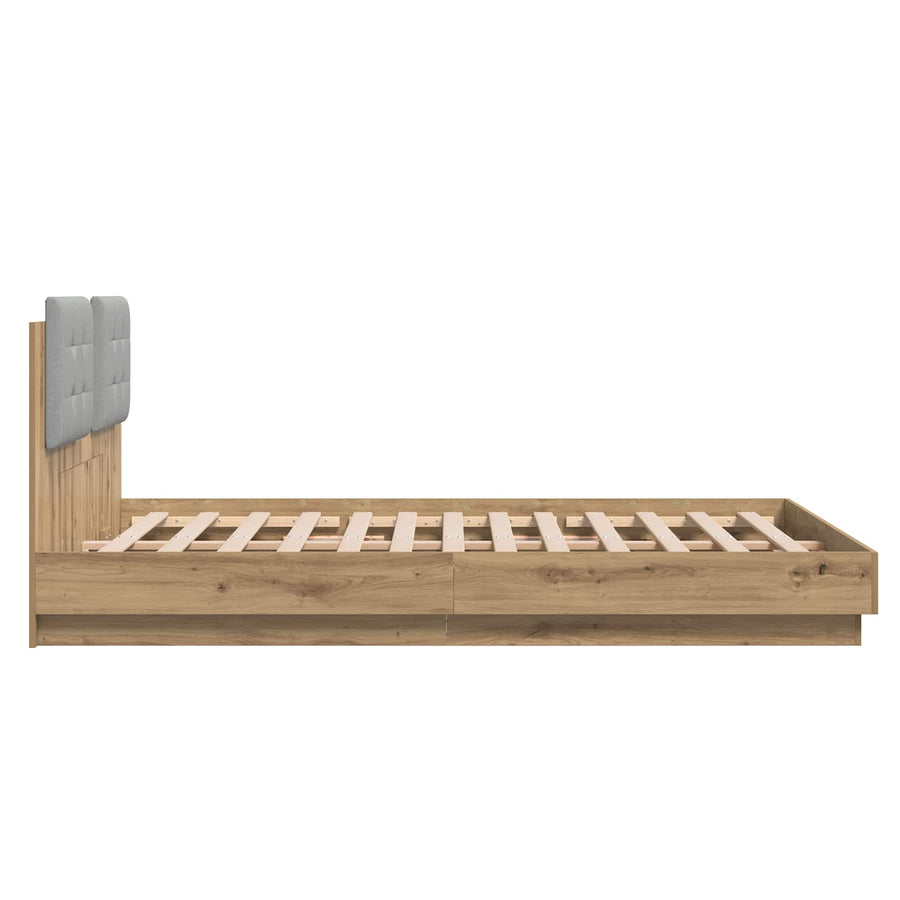 Bedframe met Hoofdeinde Artisan Eiken 120 x 200 cm Bewerkt hout