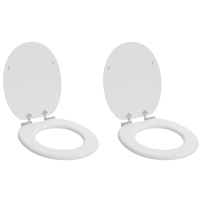 Toiletbril 2 pcs Wit 44 x 38 cm MDF-plaat
