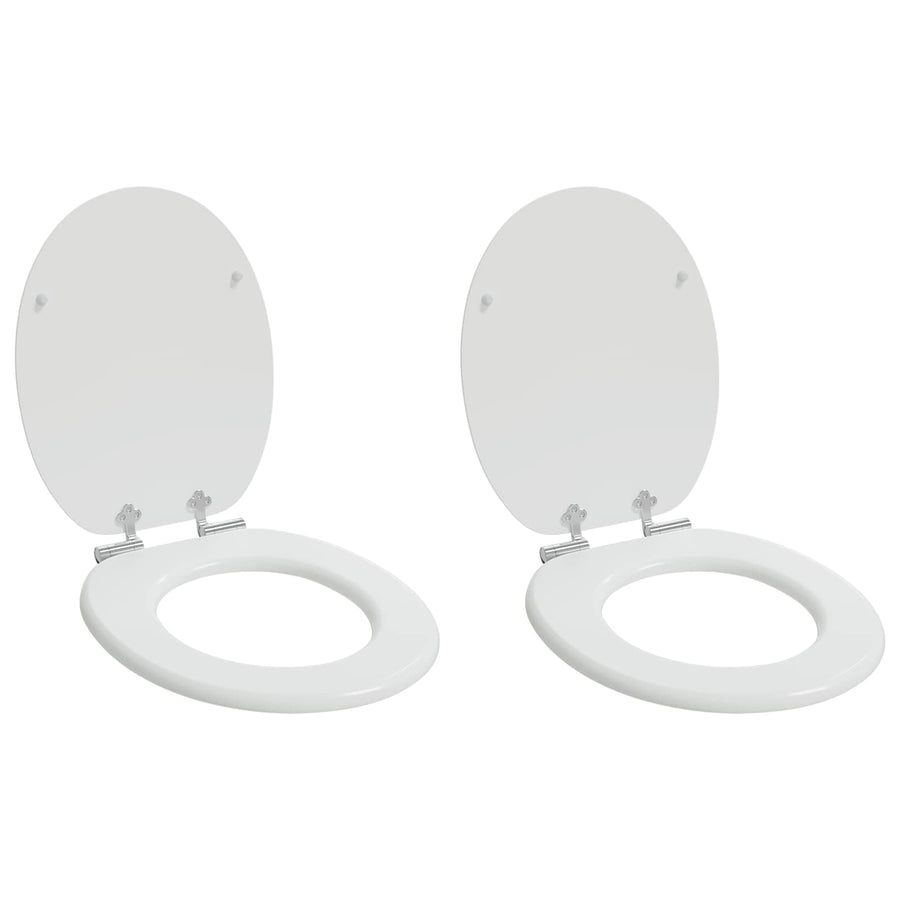 Toiletbril 2 pcs Wit 44 x 38 cm MDF-plaat
