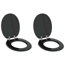 Toiletbril 2 pcs Zwart 44 x 38 cm MDF-plaat