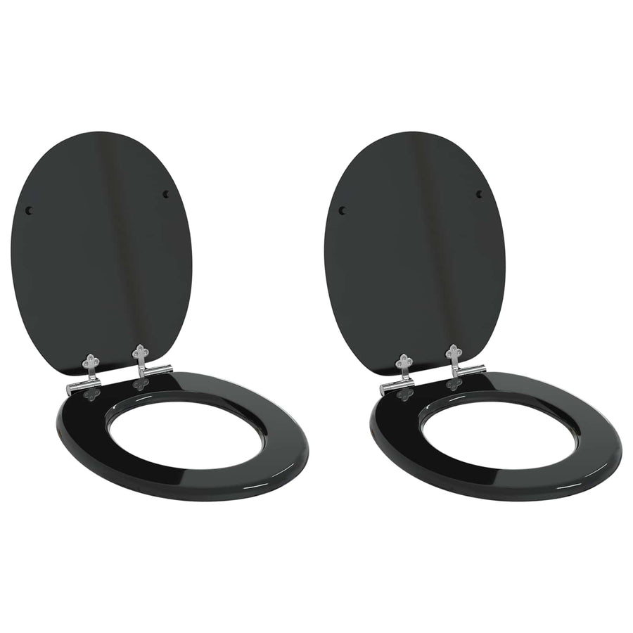 Toiletbril 2 pcs Zwart 44 x 38 cm MDF-plaat