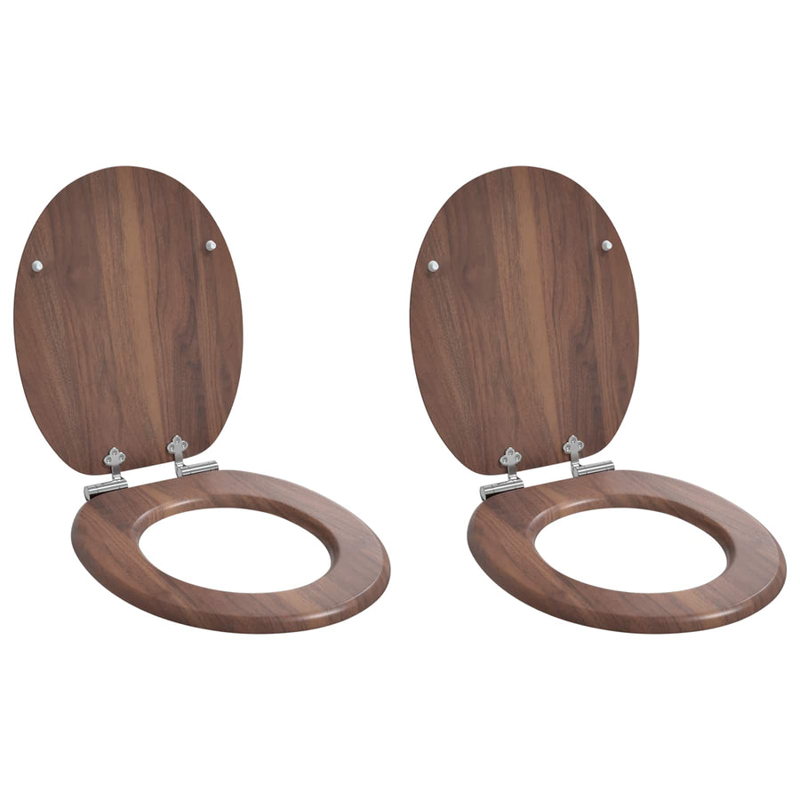 Toiletbril 2 pcs Bruin 44 x 38 cm MDF-plaat