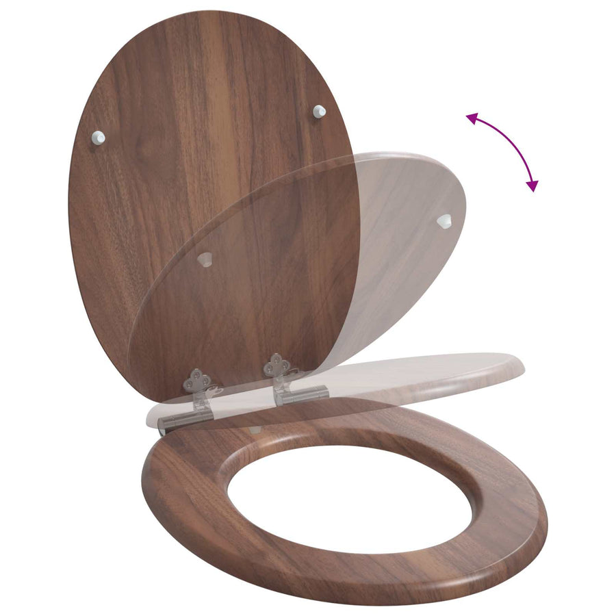 Toiletbril 2 pcs Bruin 44 x 38 cm MDF-plaat