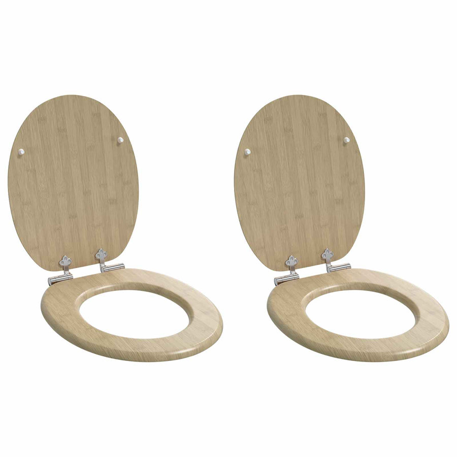 Toiletbril 2 pcs Lichte Bamboekleur 44 x 38 cm MDF-plaat