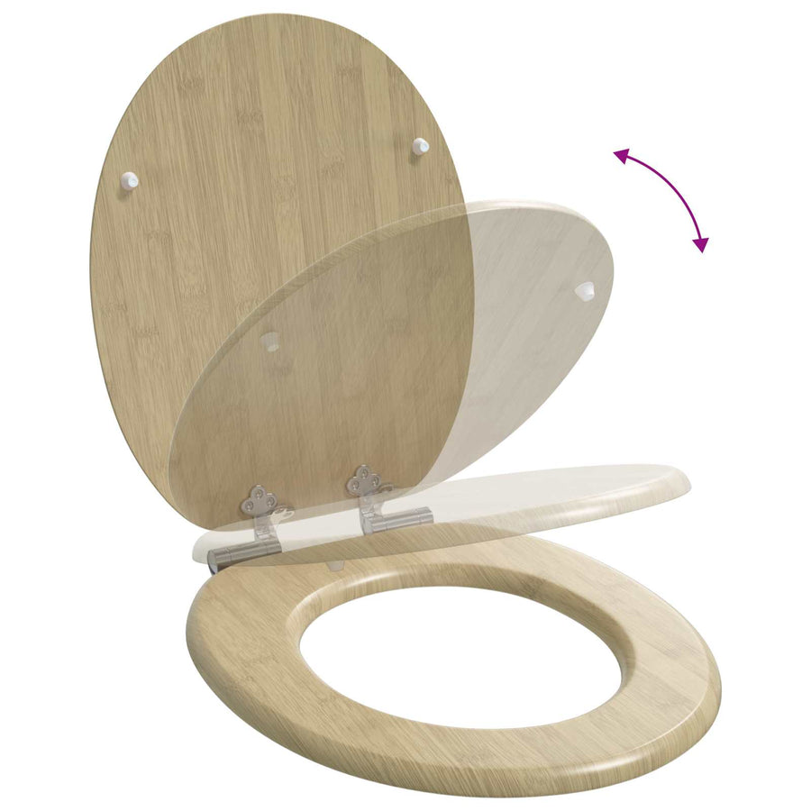 Toiletbril 2 pcs Lichte Bamboekleur 44 x 38 cm MDF-plaat